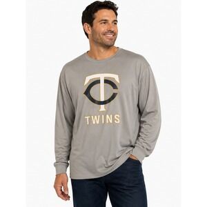 Forward Men's Crewneck Graphic Print Minnesota Twins Long Sleeve Tee Gray Sz 3XL